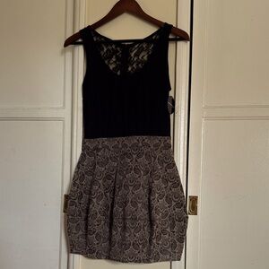 Elegant Black and Gray Lace Dress